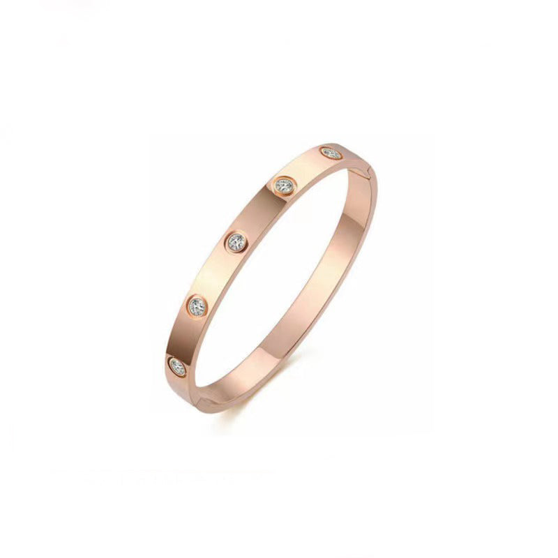 Simple Style Inlaid Zirconia Bangle