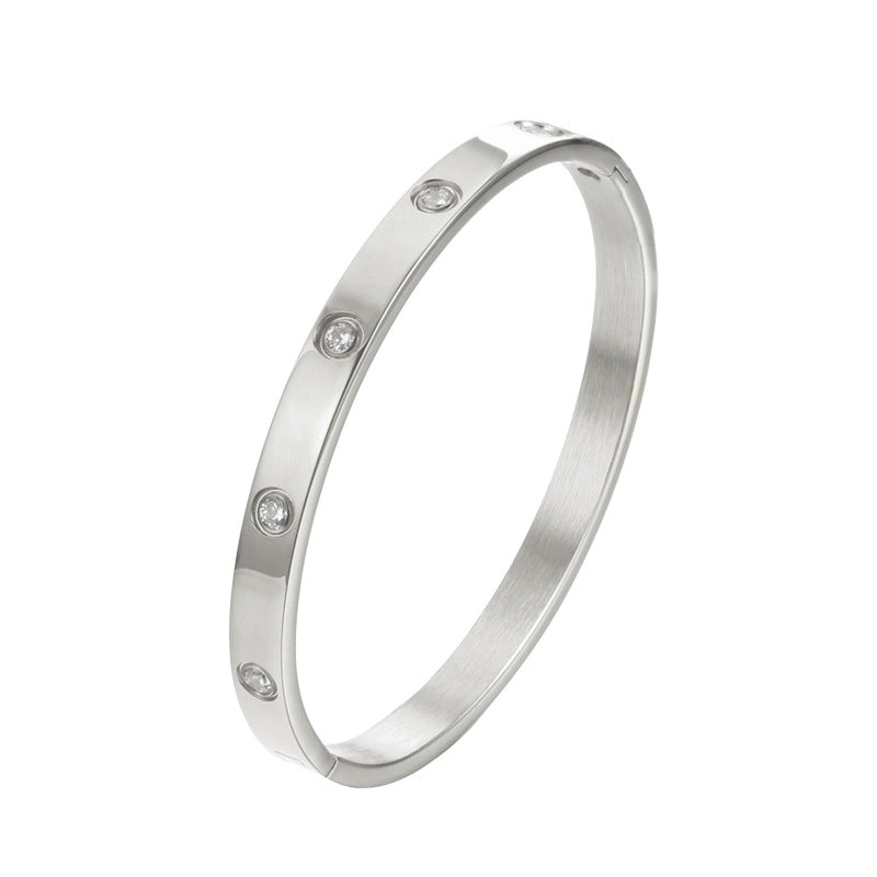 Simple Style Inlaid Zirconia Bangle