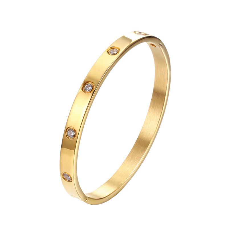 Simple Style Inlaid Zirconia Bangle