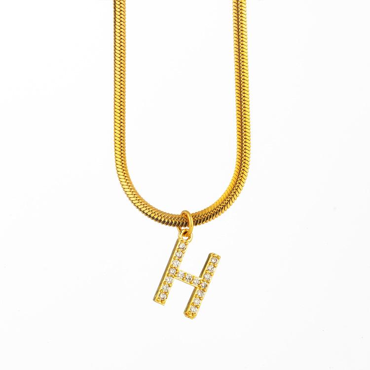 Letter Flat Snake Bone Clavicle Chain Titanium Necklace