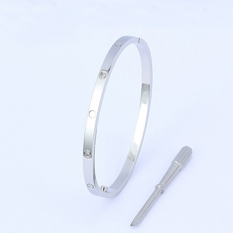 Simple Style Inlaid Zirconia Bangle