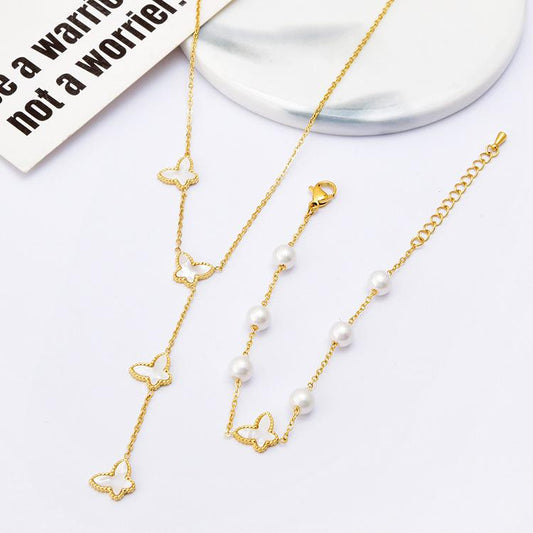 Non-fading Butterfly Necklace Hand and Anklet Set