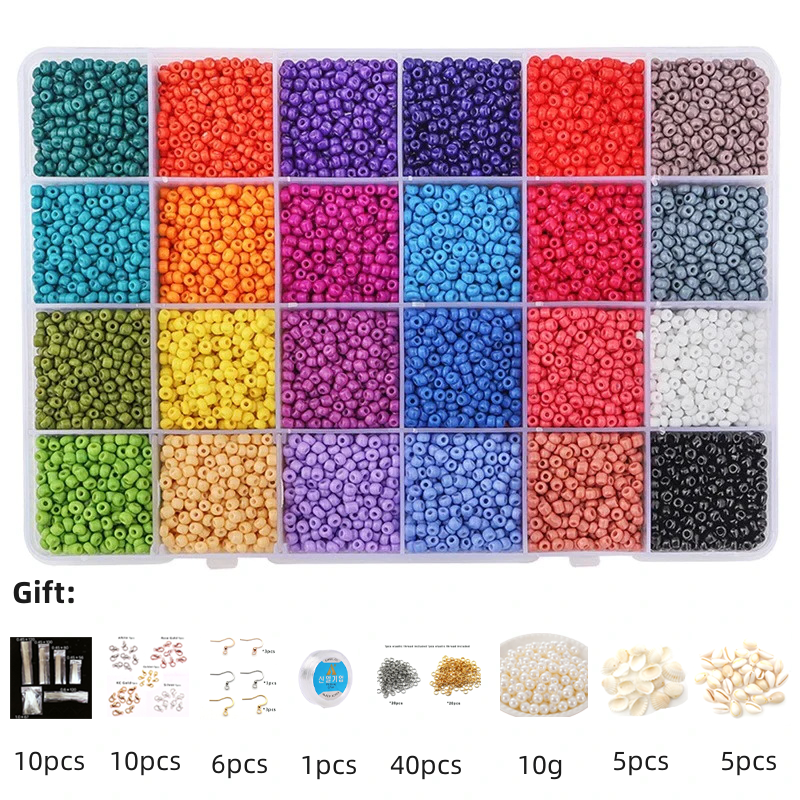 (Free Pearls, Accessories and Pendants)24 Colors Painted Glass Millet Beads DIY Jewelry Beading
