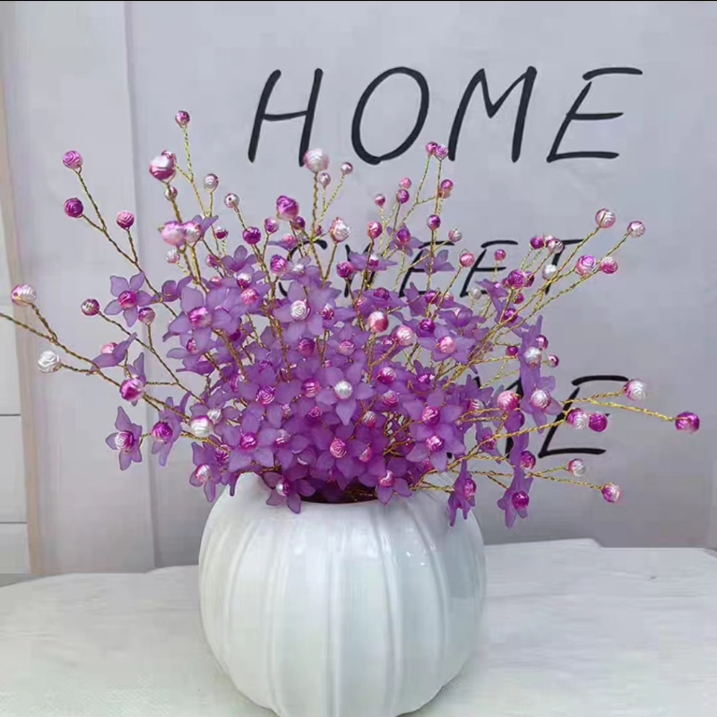 DIY Handmade bouquet Happiness Petal Wire purple simulation flower Full Star Rose Bead Bauhinia material pack