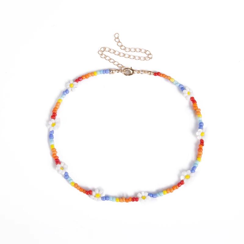 Hyuna Style Unique Candy Color Rice Bead Daisy Necklace