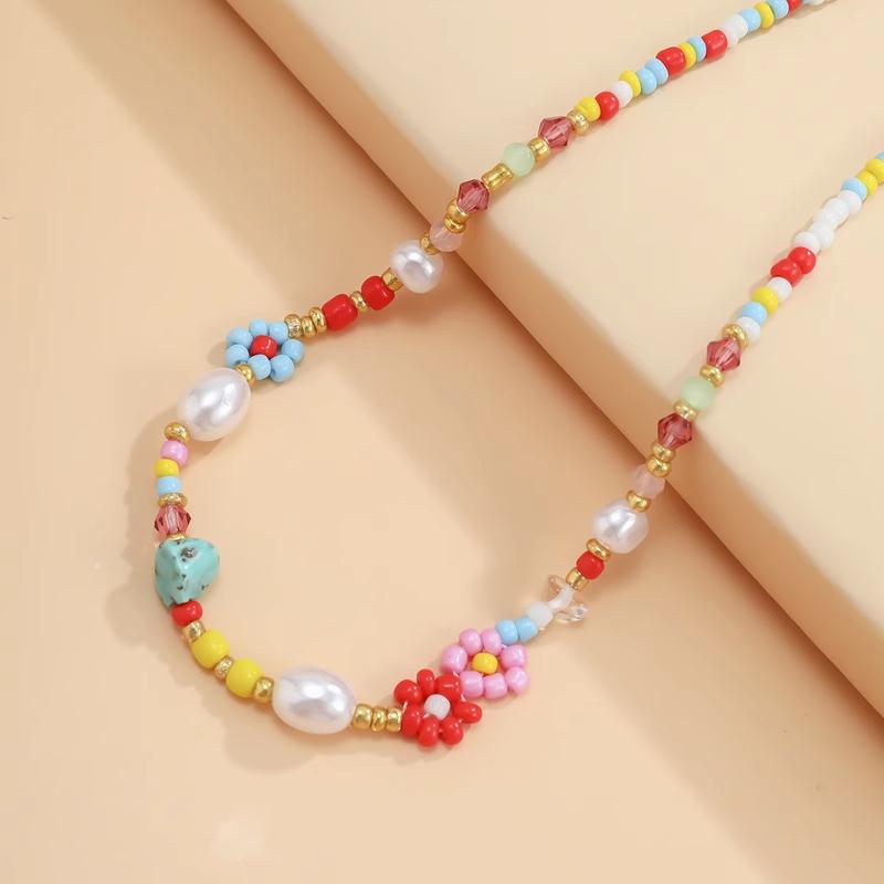 Summer Sweet Temperament Colorful Daisy Pearl Necklace