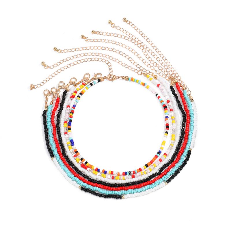 INS Fashion Temperament 7 Colors Rice Bead Stacking Necklace