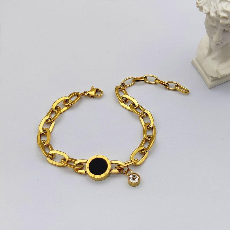 Simple Japanese and Korean Style Titanium Steel Roman Numeral Bracelet