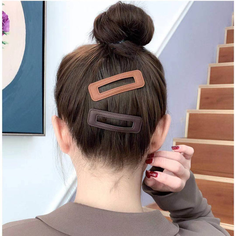 Simple Wind Hair Clip Female BB Clip Fashion Hairpin PU Leather Broken Hair Bangs Clip Edge Clip Hair Accessories