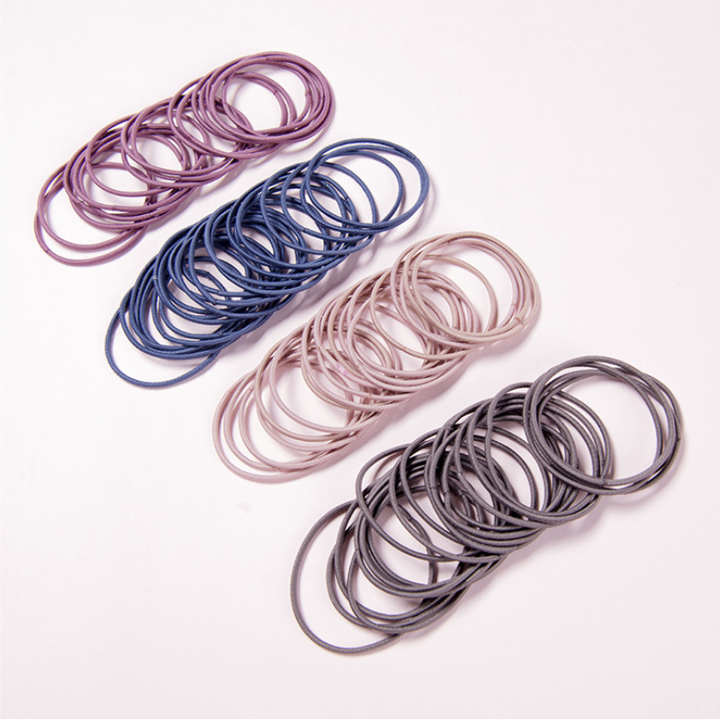 100 pieces/bag Fine Style Seamless Scrunchies Nylon Tie Hair Band Tie Head Rope Simple And Durable
