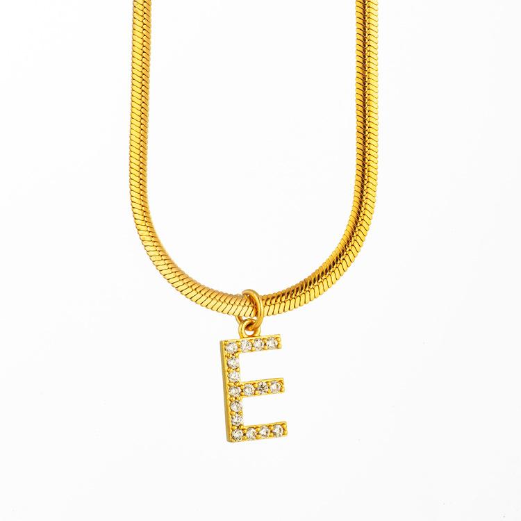 Letter Flat Snake Bone Clavicle Chain Titanium Necklace