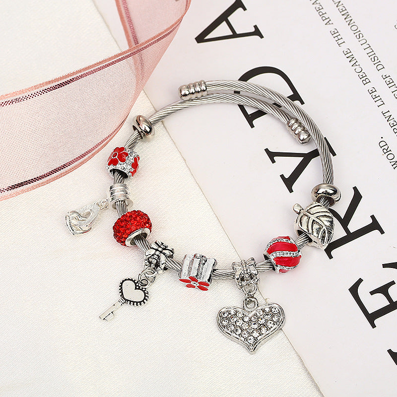 Love Heart and Key Bracelet