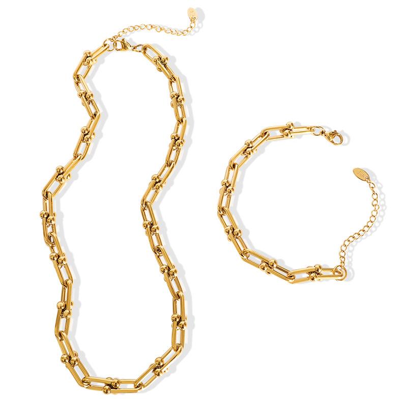 Non-fading Hip-hop style U-shaped buckle necklace bracelet