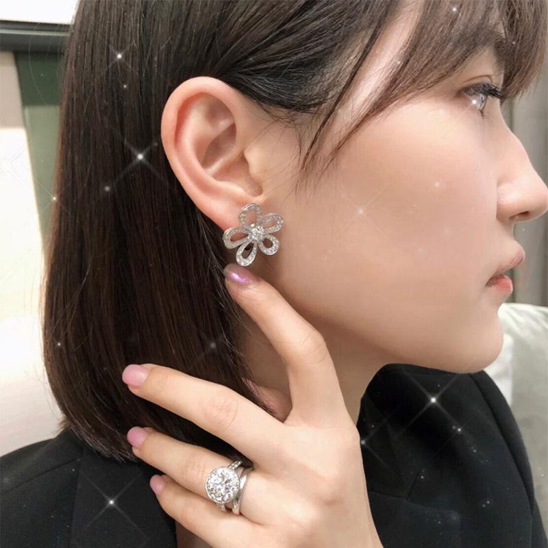 S925 silver sunflower earrings