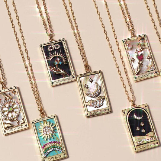 Vintage Tarot Oil Dropping Square Necklace Female