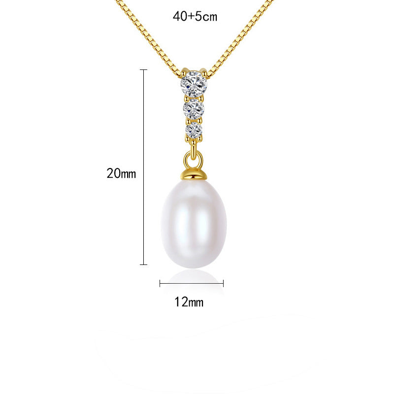 S925 Silver Freshwater Pearl Pendant Necklace Fashion Female Necklace female Necklace