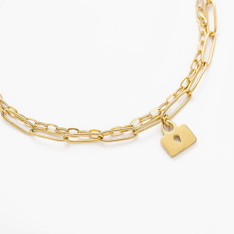 Simple Style 14K Gold Plated Stainless Steel Bracelet