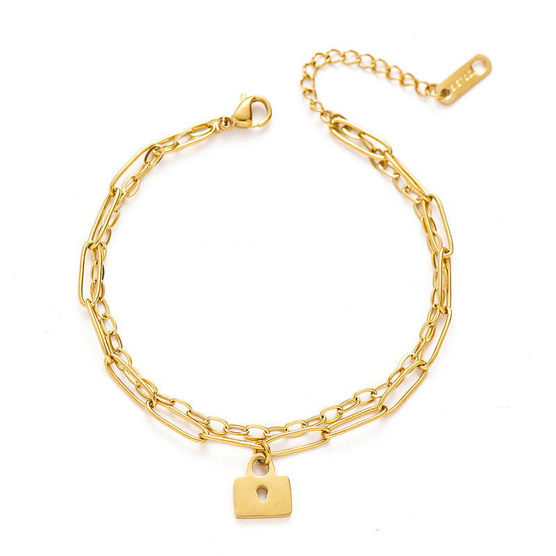 Simple Style 14K Gold Plated Stainless Steel Bracelet