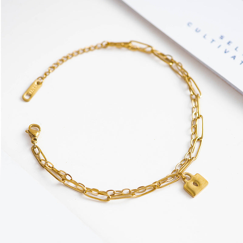 Simple Style 14K Gold Plated Stainless Steel Bracelet