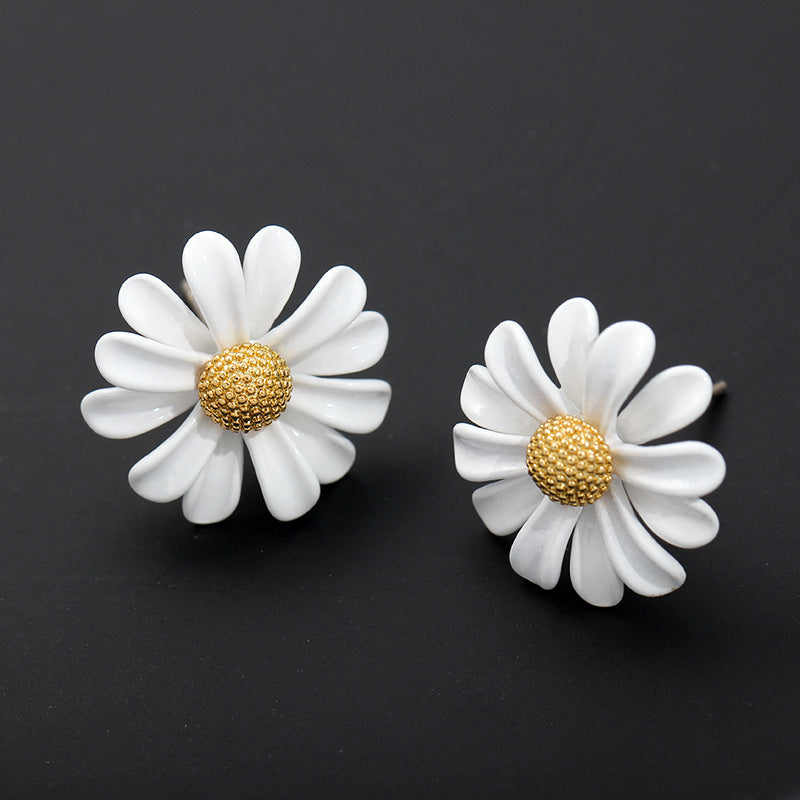 S925 Silver Needle Fresh and Wild Daisy Earrings
