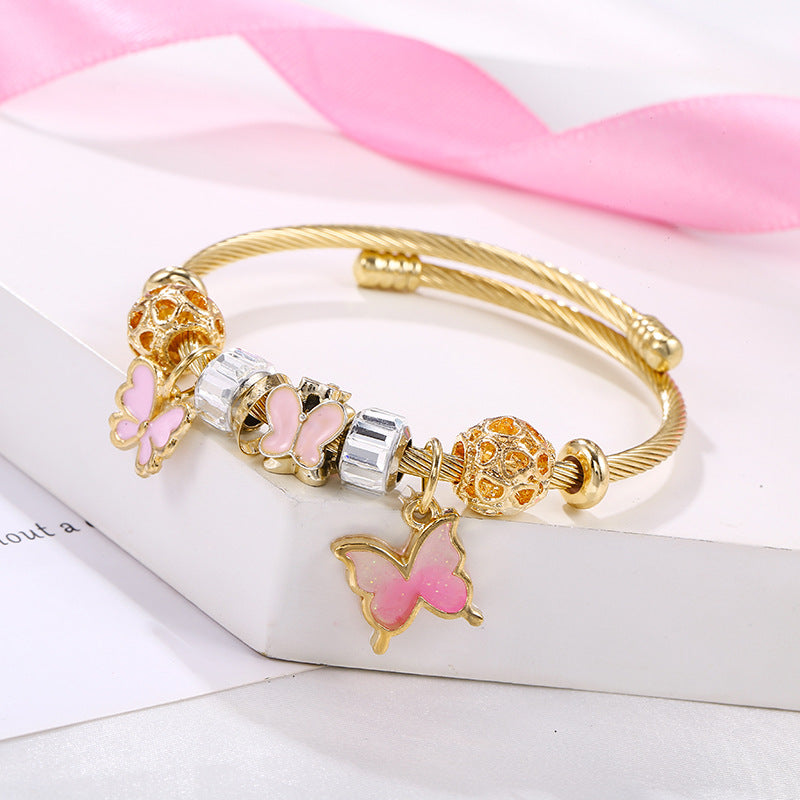 Japanese jewelry brand Lattice earrings/piercing pink butterfly