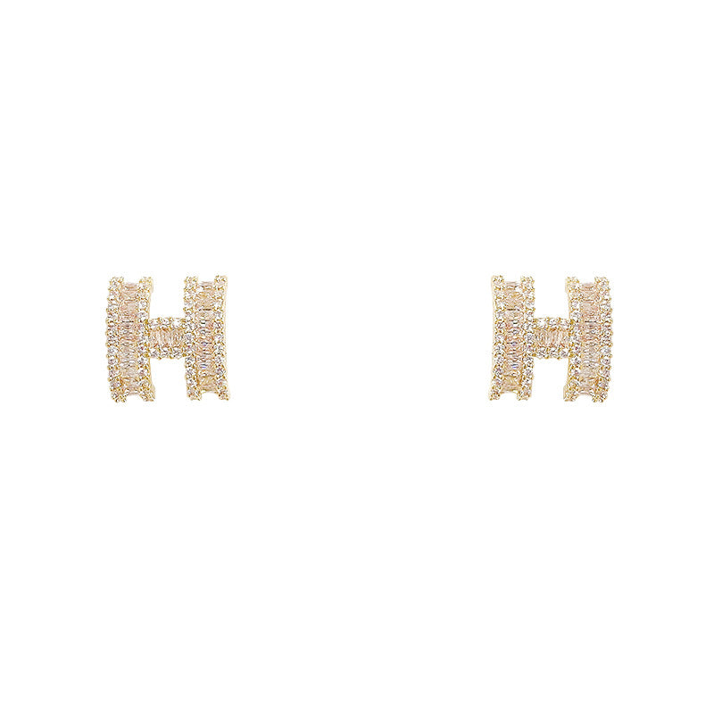 Creative H Letter Stud Earrings