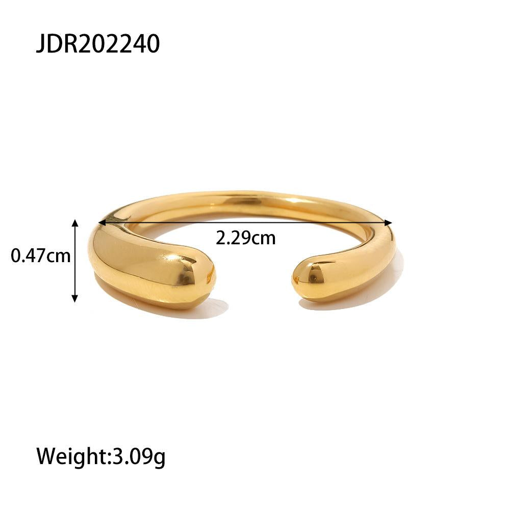French Retro Non-fading 18k Gold Geometric Titanium Steel Open Ring