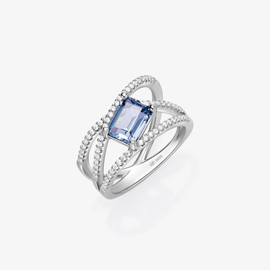 925 Sterling Silver Ice Blue Ring for Women Girls