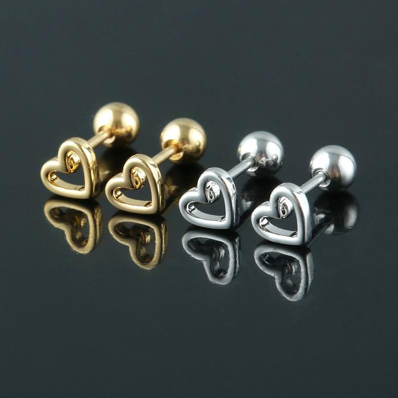 Fashion Heart Shape Titanium Steel Inlaid Zirconia Earrings