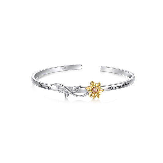 Luxury S925 Silver Sunflower Diamond Lettering Bracelet