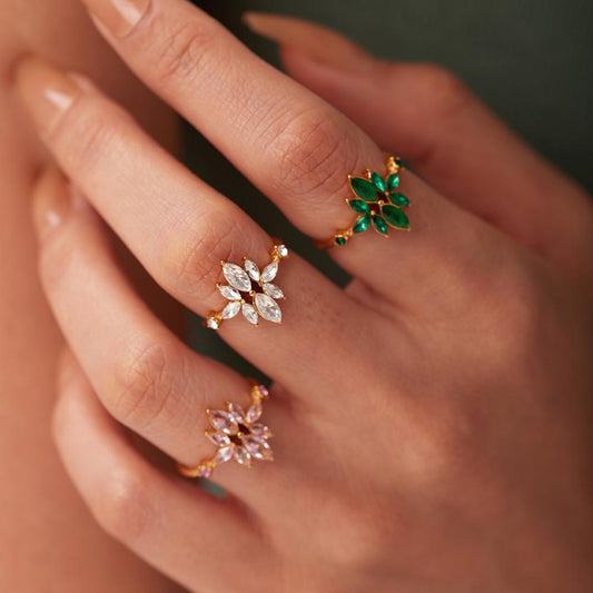 French INS style fine flower adjustable ring