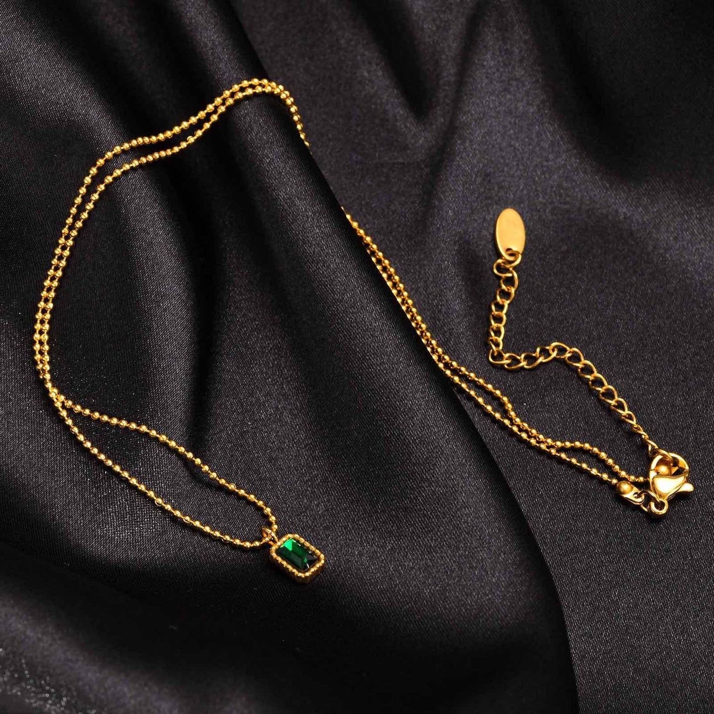 Non-fading green pendant ins style women's necklace