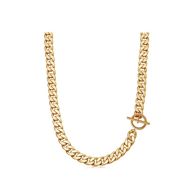 Non-fading Simple and versatile OT round buckle thick chain collarbone chain necklace women