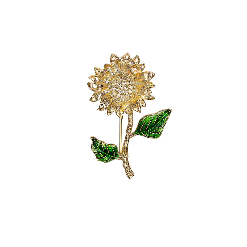 Broche Vintage Hecho A Mano Girasol Dorado Serie Follow