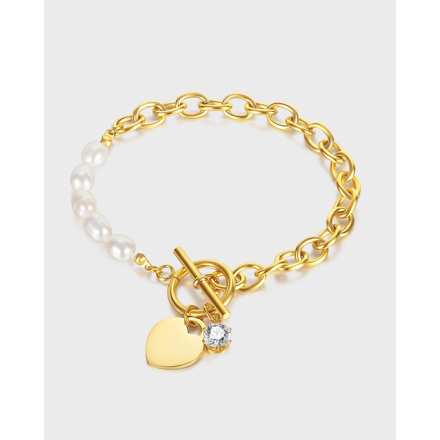 Non-fading women's freshwater pearl OT buckle bracelet