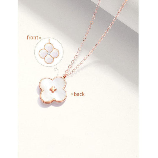 S925 silver Reversible Four Leaf Clover Necklace