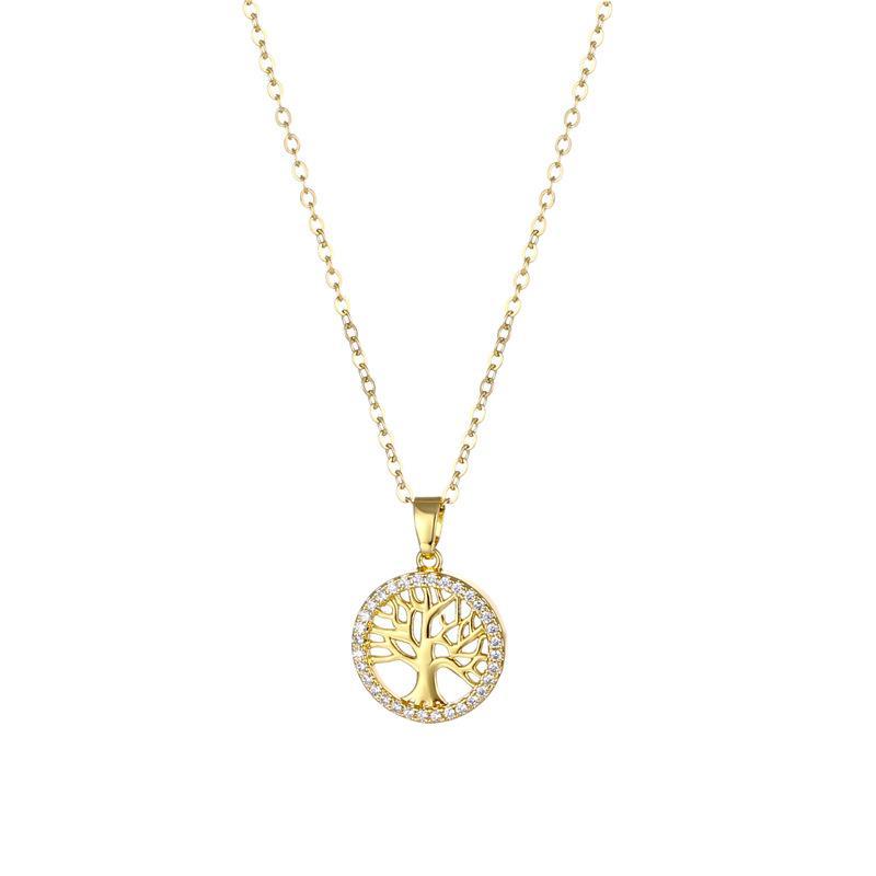 Non-fading Popular Round Hollow Tree of Life Pendant Necklace