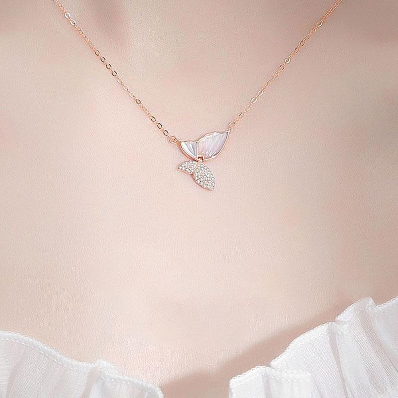 S925 silver Butterfly Shell Sterling Silver Necklace