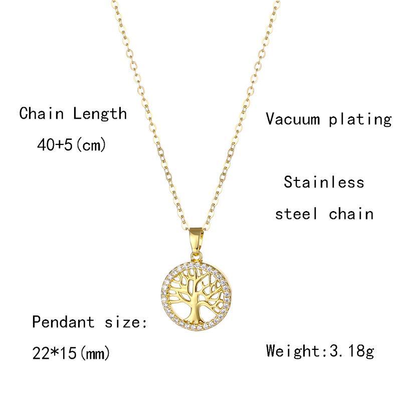 Non-fading Popular Round Hollow Tree of Life Pendant Necklace