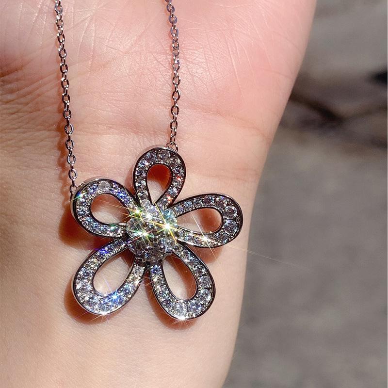 S925 silver sunflower necklace