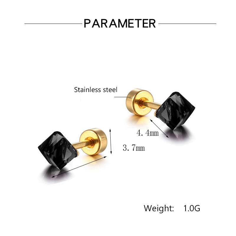 Indifferent INS Style Minimalist Square Diamond Earrings