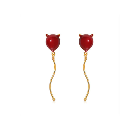 Luxury Red Balloon Tassel Long Earrings