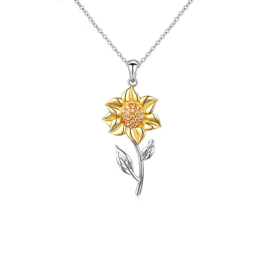 925 Sterling silver blooming sunflower necklace