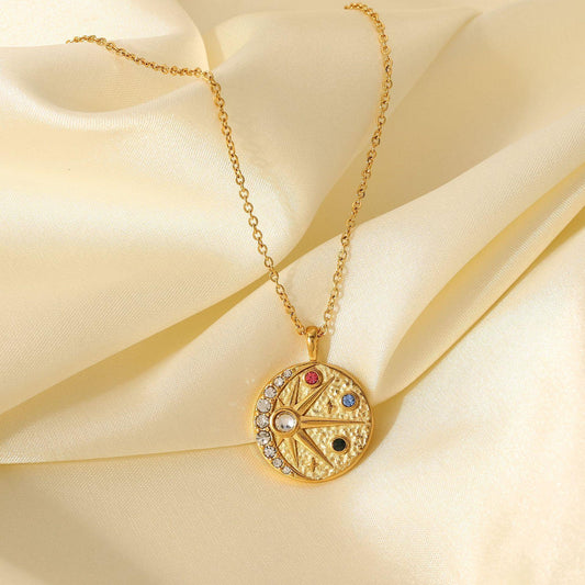 Non-fading Sun Moon Pendant Necklace