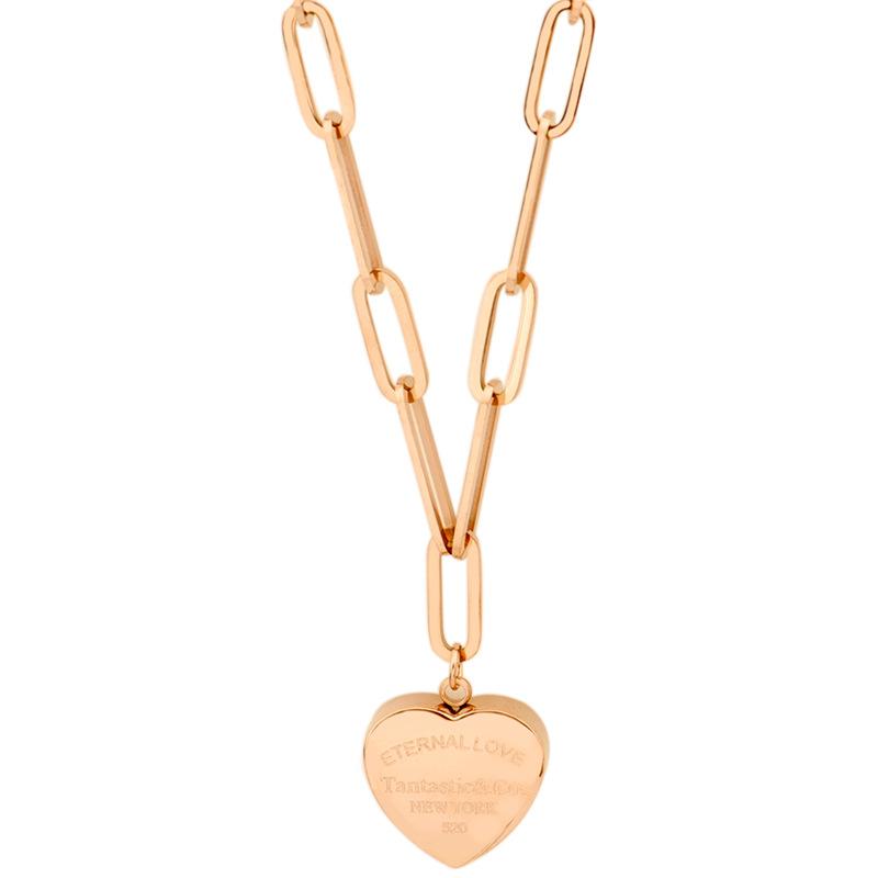 Non-fading titanium steel heart long necklace