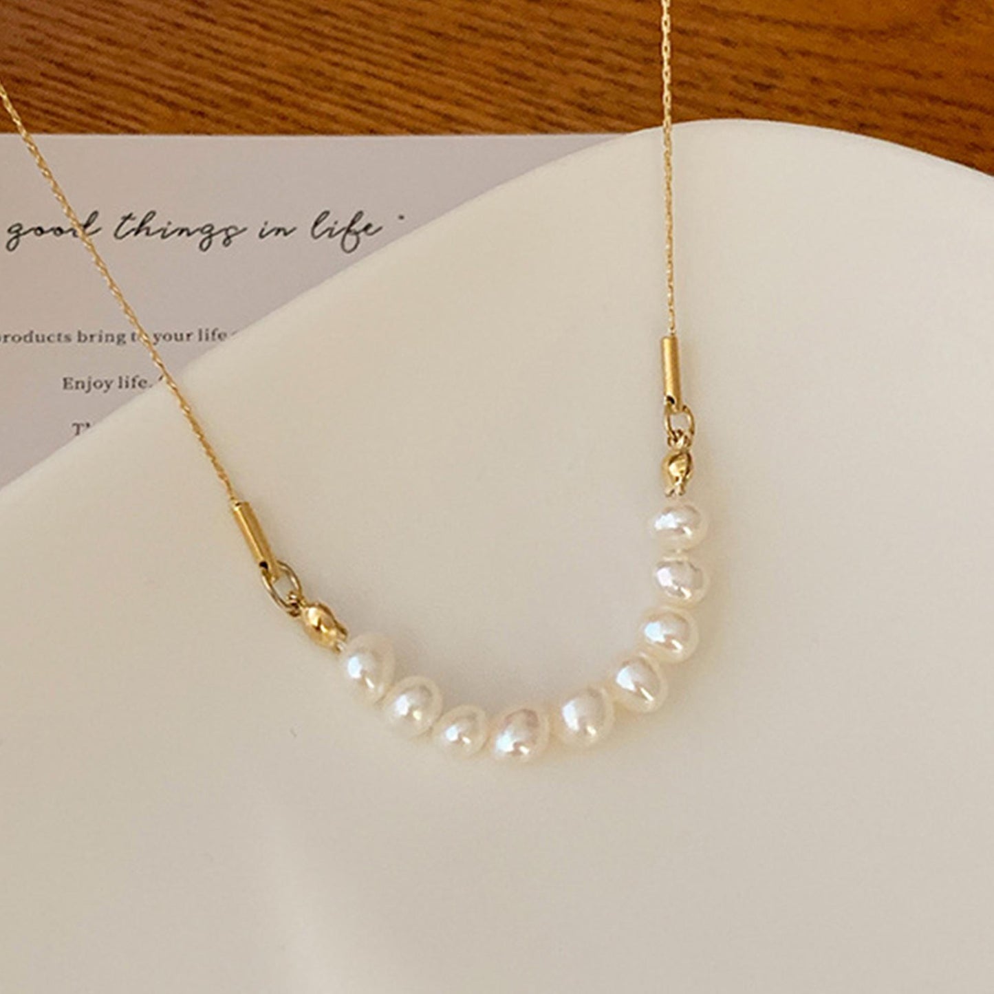 Non-fading Oval Freshwater Pearl Necklace