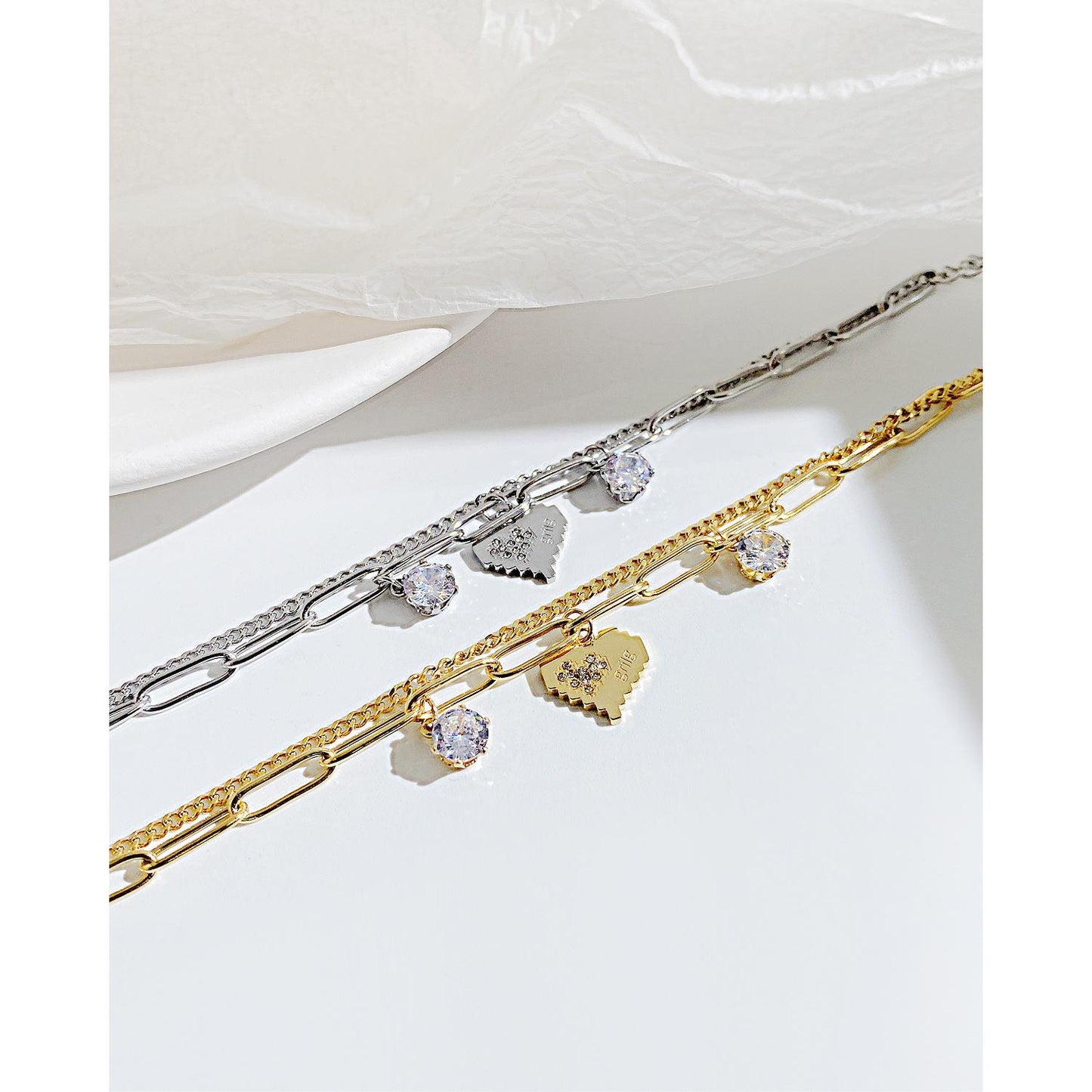 Non-fading women's light luxury ins style french love bracelet