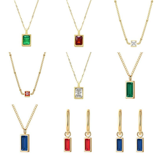 Non-fading Color Preservation Lasting Square Multi Necklace Earrings