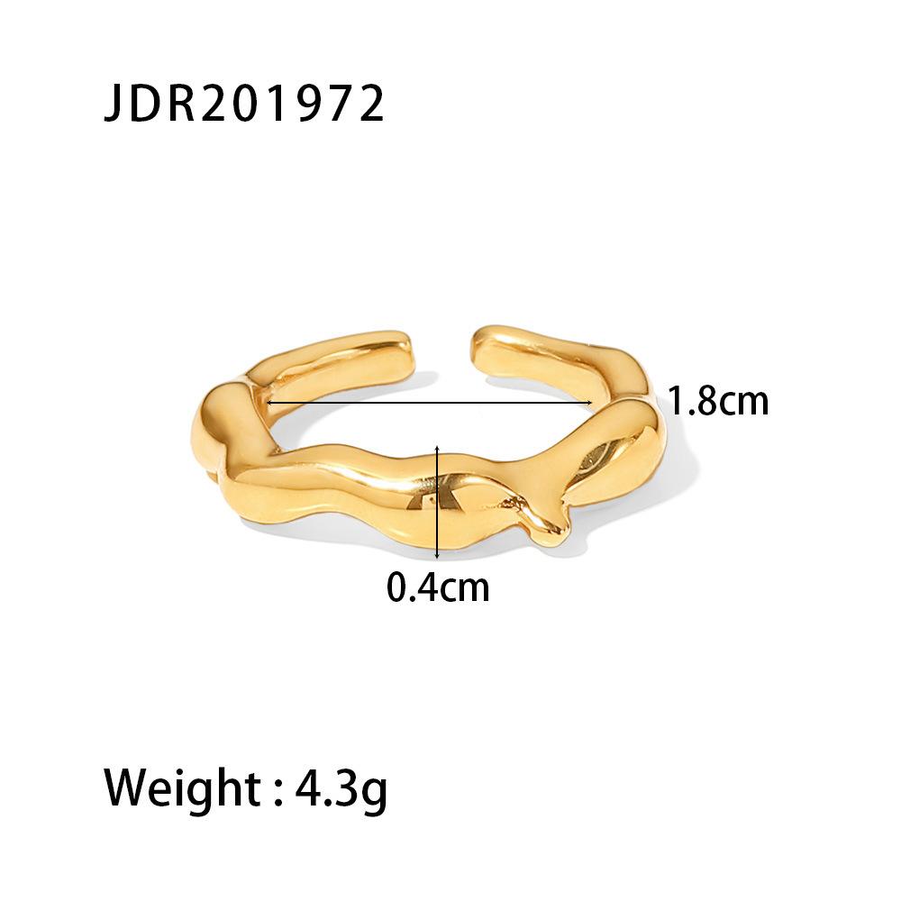 French Retro Non-fading 18k Gold Geometric Titanium Steel Open Ring