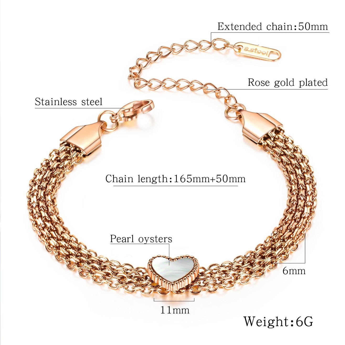 Non-fading Multilayer Ladies Heart Bracelet